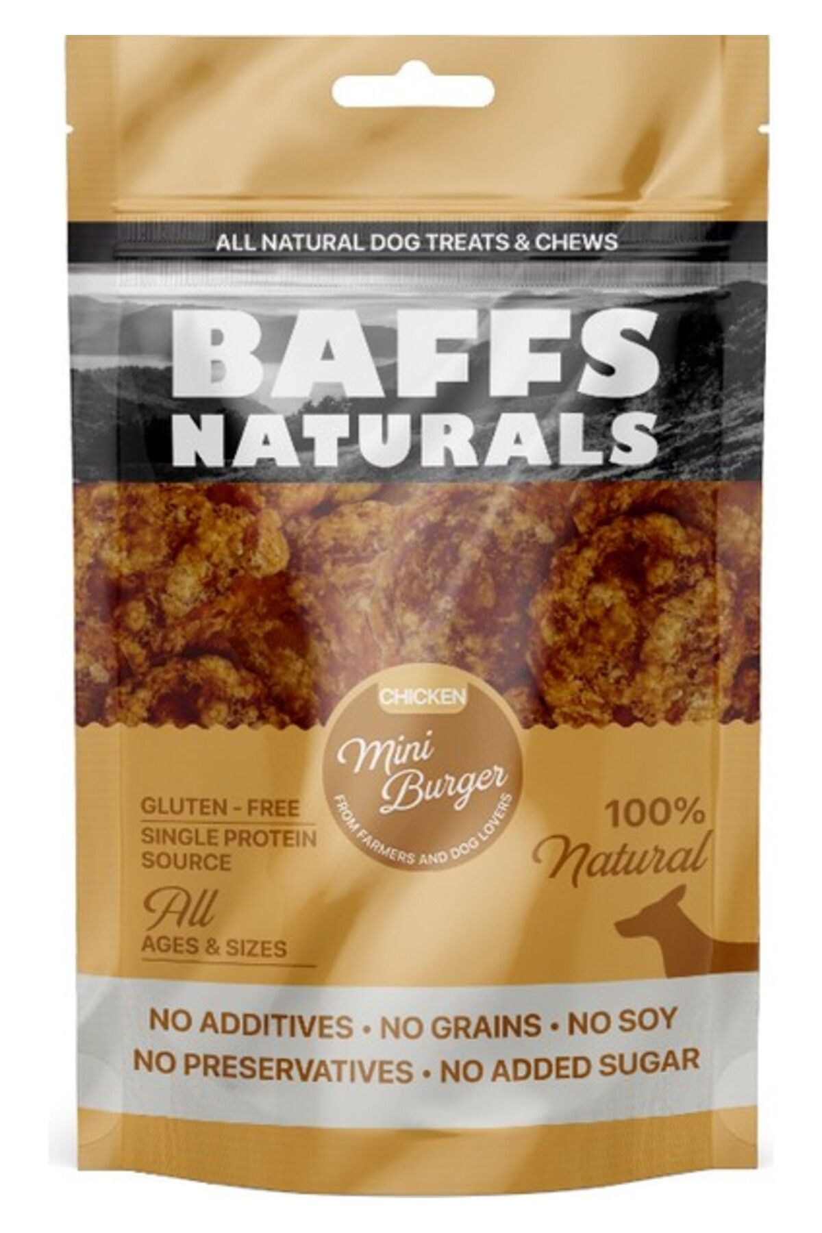 Orqinel Baffs Natural Tavuk Mini Burger %100 Doğal Köpek Ödül Maması 100 gr
