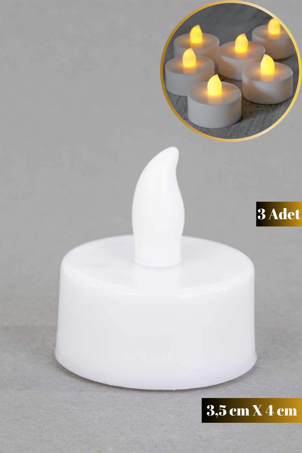 Hane Dostu 3 Adet 4 Cm Şık Dekoratif Pilli Led Tealight Mum