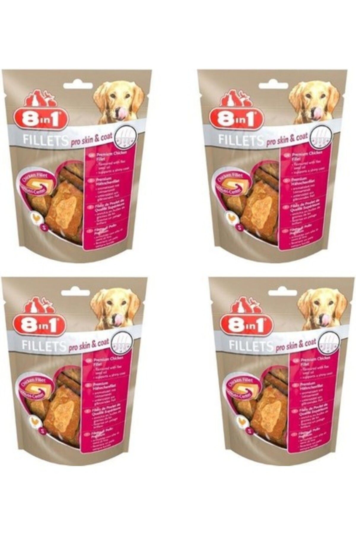 Orqinel 8in1 Fillets Pro Skin ve Coat Keten Tohuğumu Yağı Aromalı Köpek Ödülü 80 gr x 4 Adet