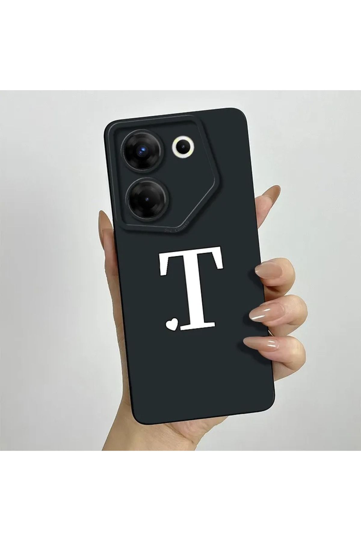Rotaks Tecno Camon 20 Uyumlu Harfli Taç Baskılı Kişiye Özel Silikon Telefon Kılıfı - T