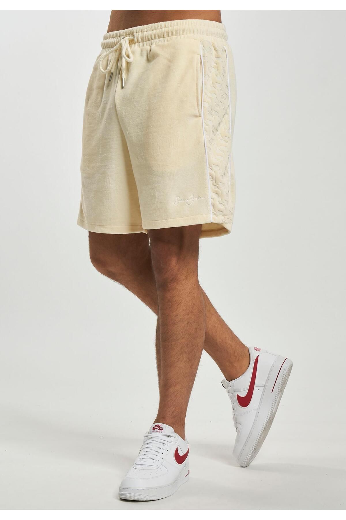 Sean John-Herren Jm232-005-02 Sj Monogram Logo Devorée Stripe Velours Shorts 6