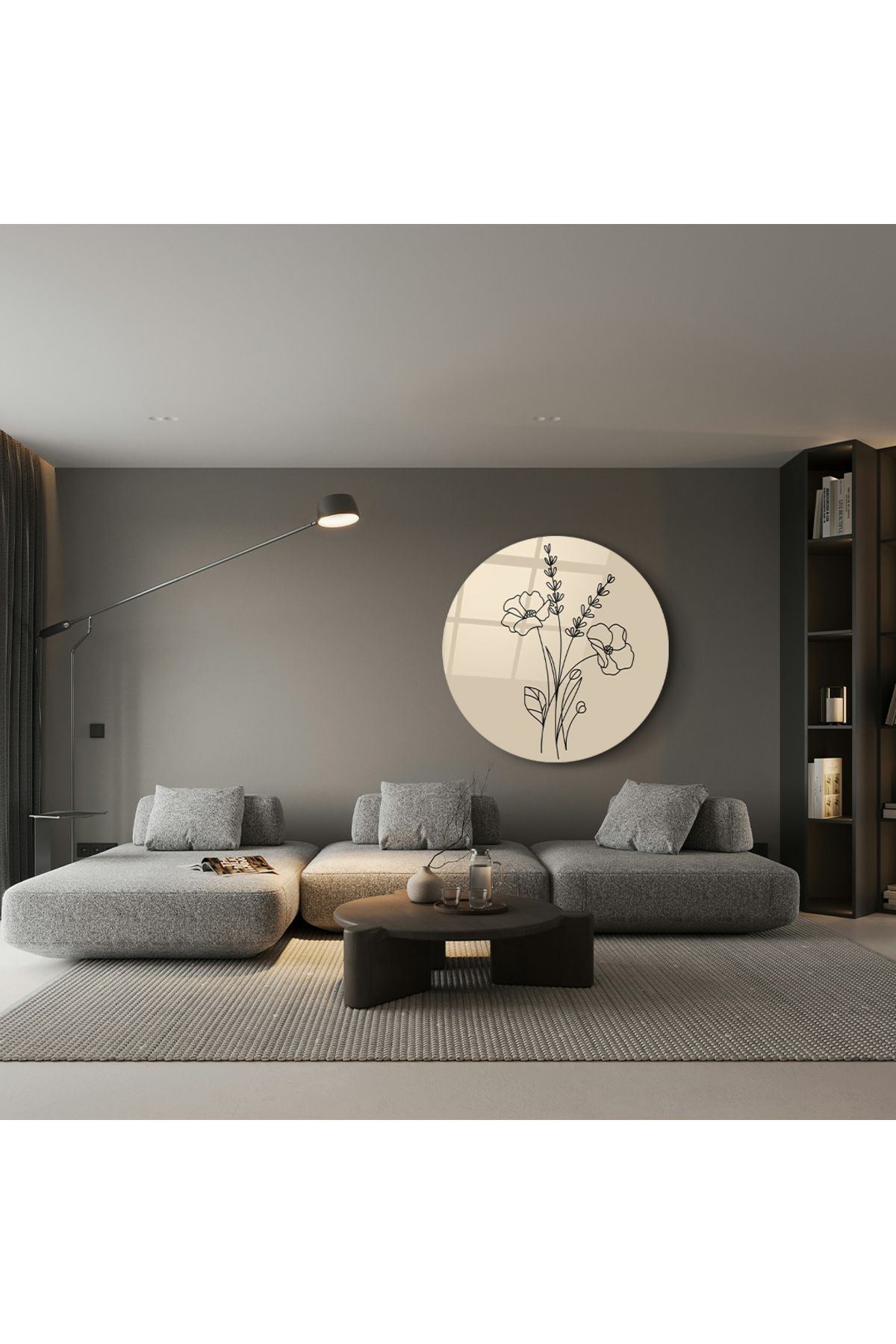 OLEARTISTIC Cam Tablo Minimalist Çiçek Çizim|Ev ve Ofis Dekorasyonu|Modern