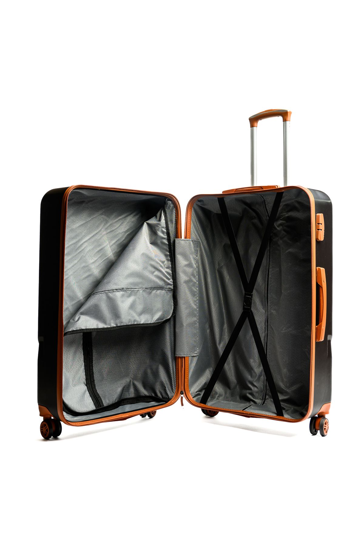 Travel POLO-Medium trolley, TRAVEL POLO, 67x41x29cm, A1005, checked luggage. ABS suitcase, Black / Tobacco 4