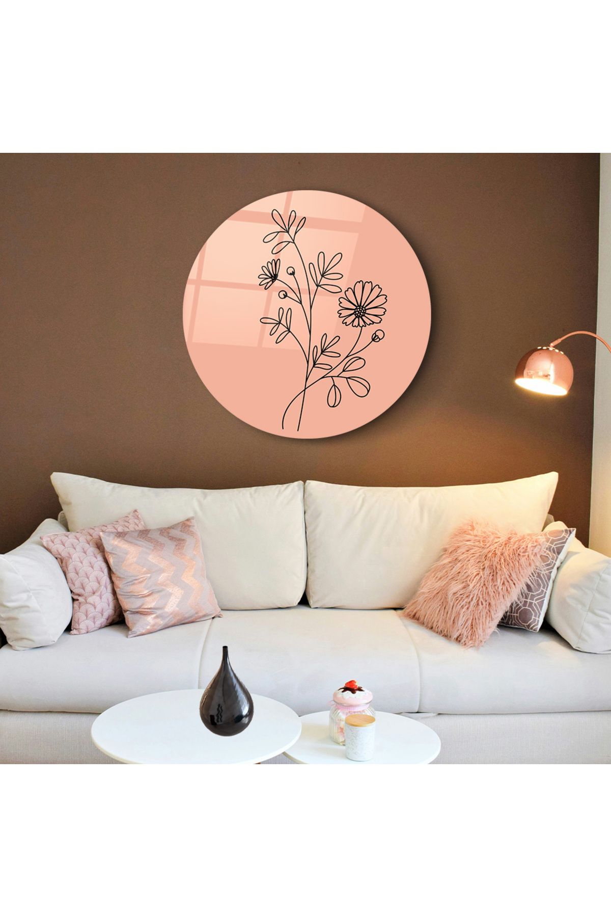 OLEARTISTIC Cam Tablo Minimalist/Çizgisel Çiçek|Ev ve Ofis Dekorasyonu|Modern