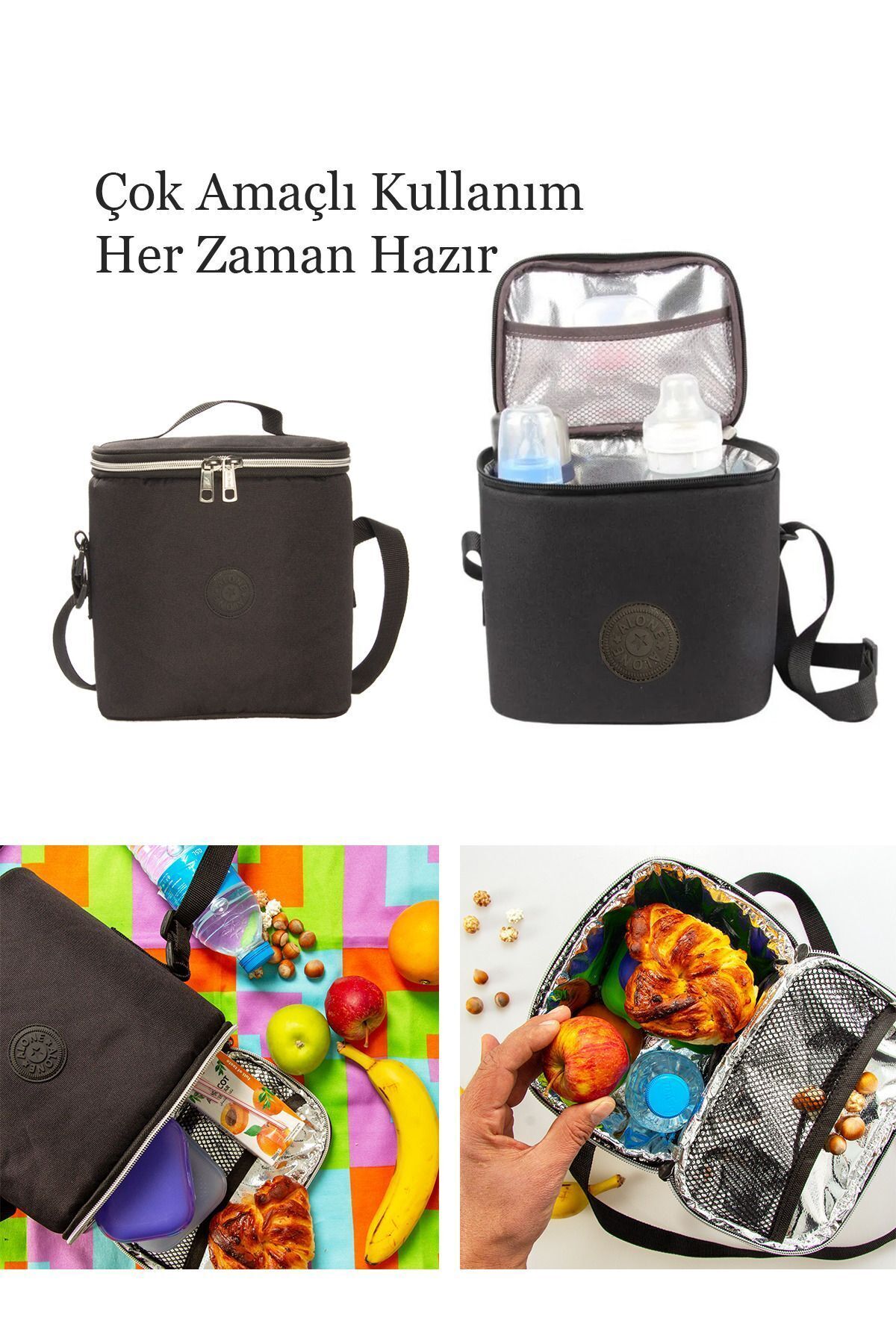 Alone Termal Yemek Çantası Ve Biberon Çantası 9311 Siyah Beslenme Çantası fotoğrafı 7 (önizleme)
