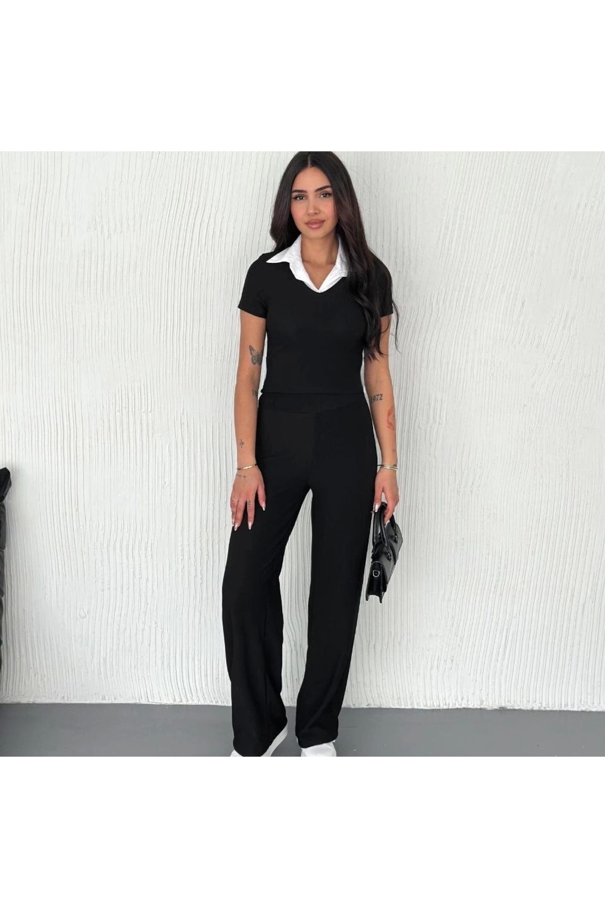 BYB MODA TASARIM Ottoman kumaş beyaz gömlek yaka takım s4142