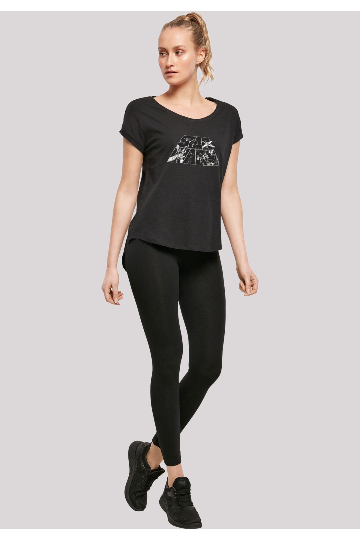 F4NT4STIC-Damen Star Wars Logo Space Sketch mit Ladies Long Slub T-Shirt 4