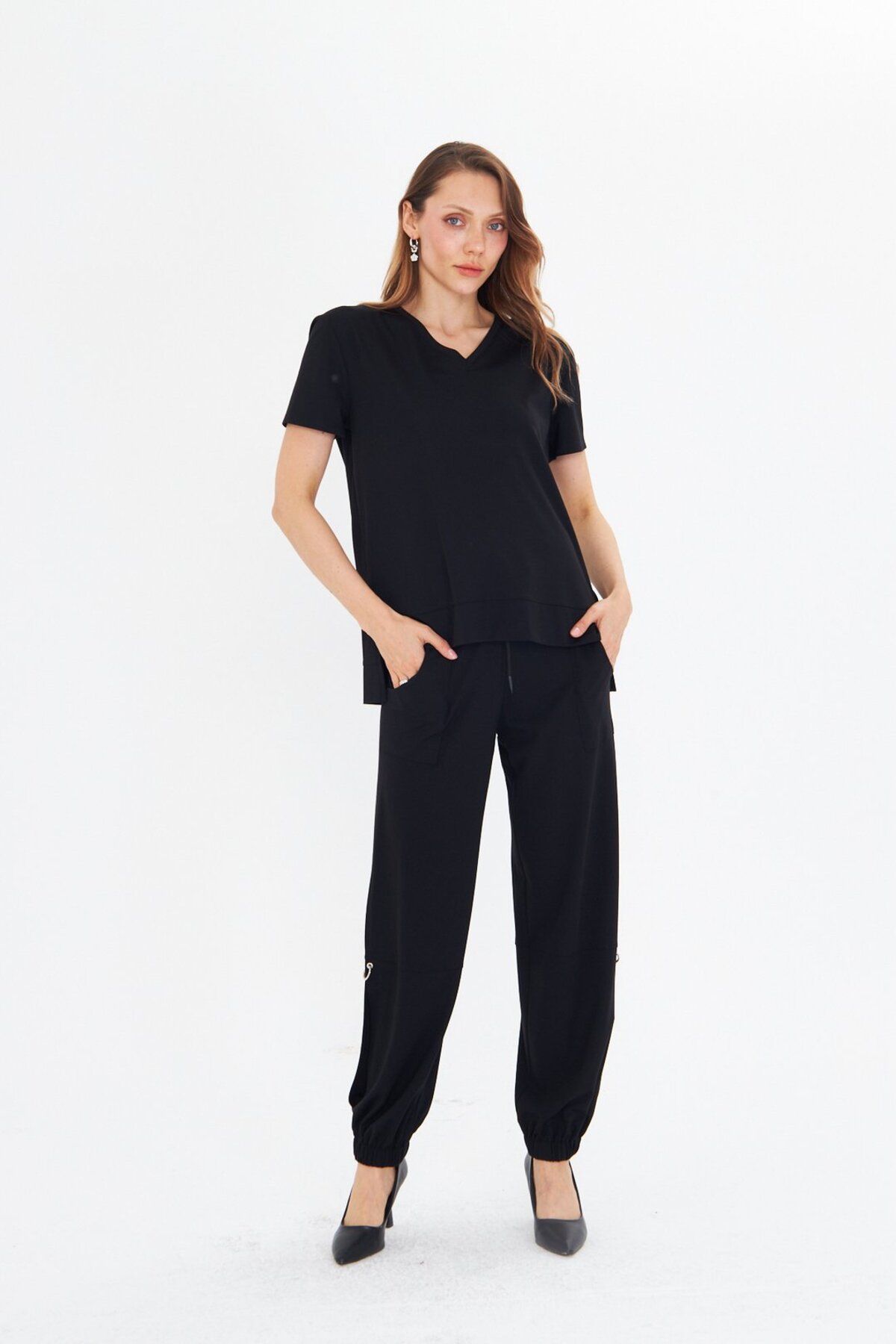 LAMANTE HALKA DETAY SİYAH BASIC JOGGER