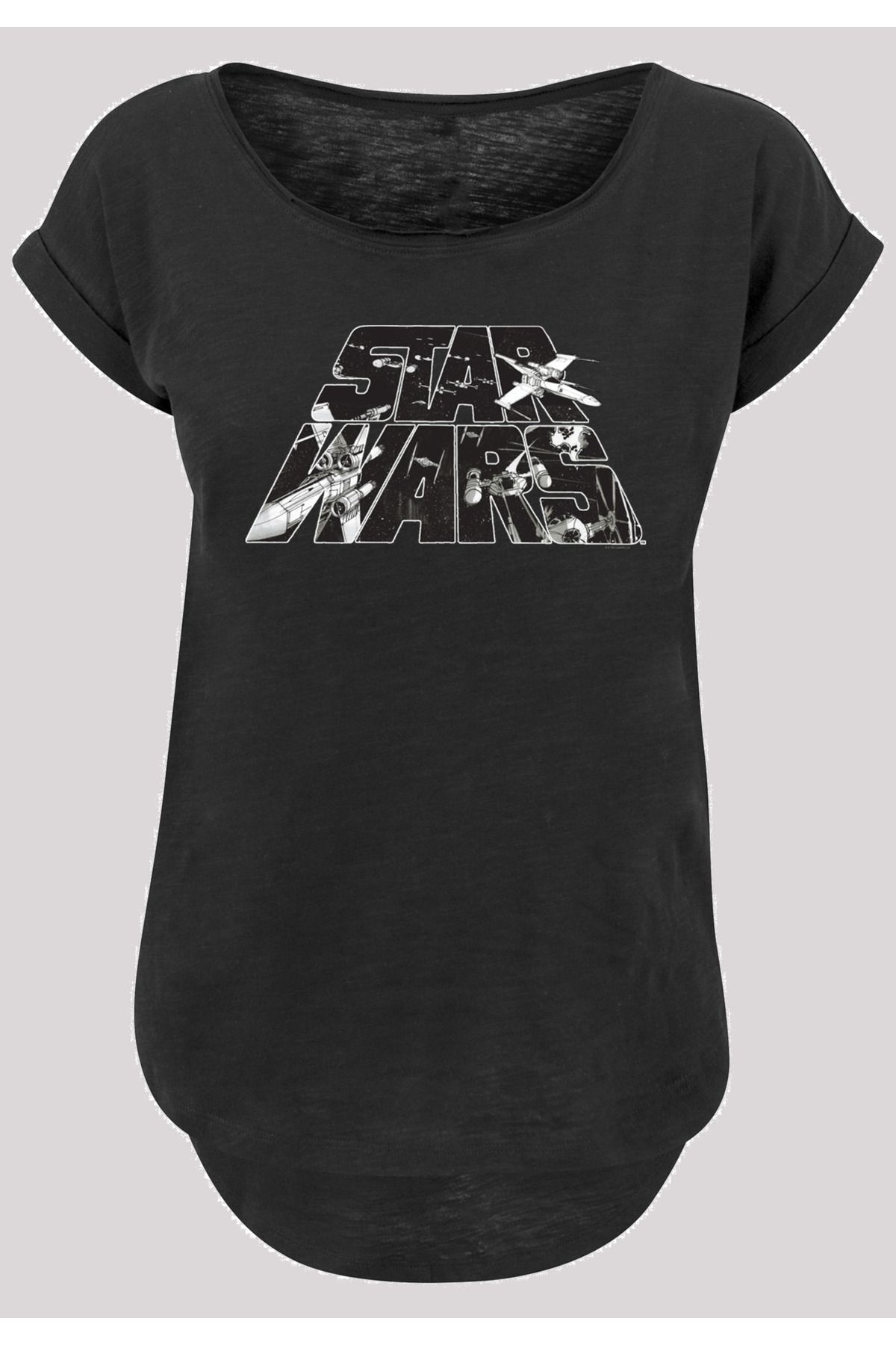 F4NT4STIC-Damen Star Wars Logo Space Sketch mit Ladies Long Slub T-Shirt 1