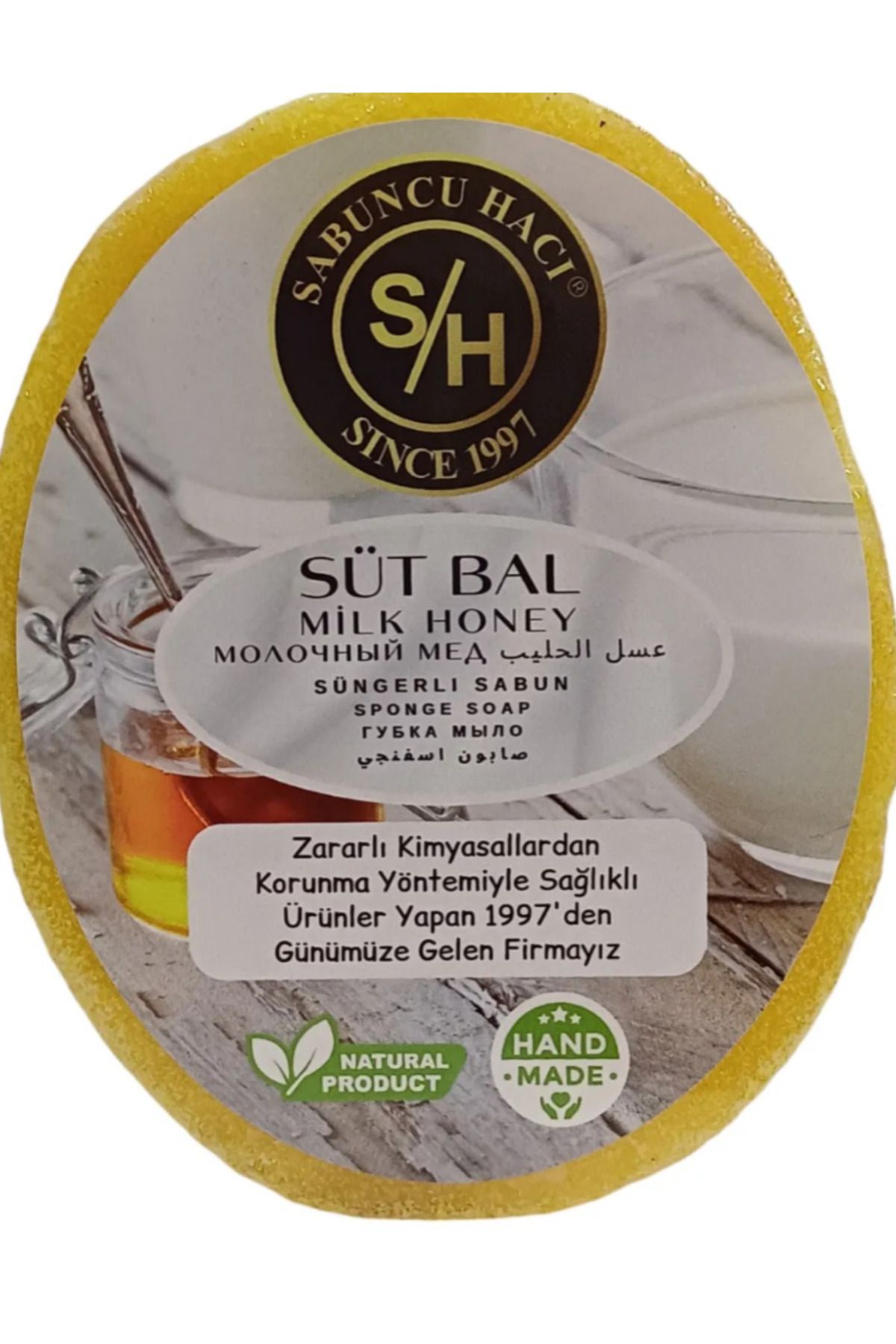 Home Sütlü Balllı Özlü ( Batık Ve Çilek Bacak Onarımına Yardımcı ) Doğal Süngerli Sabun 140-150 gr