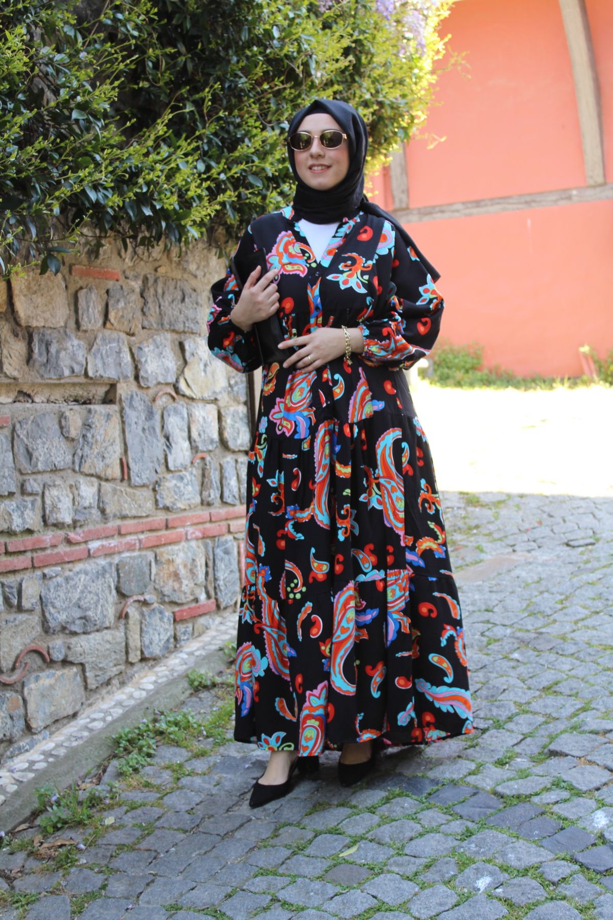 Tuğba Sarı Çiçek Desenli Viscon Elbise