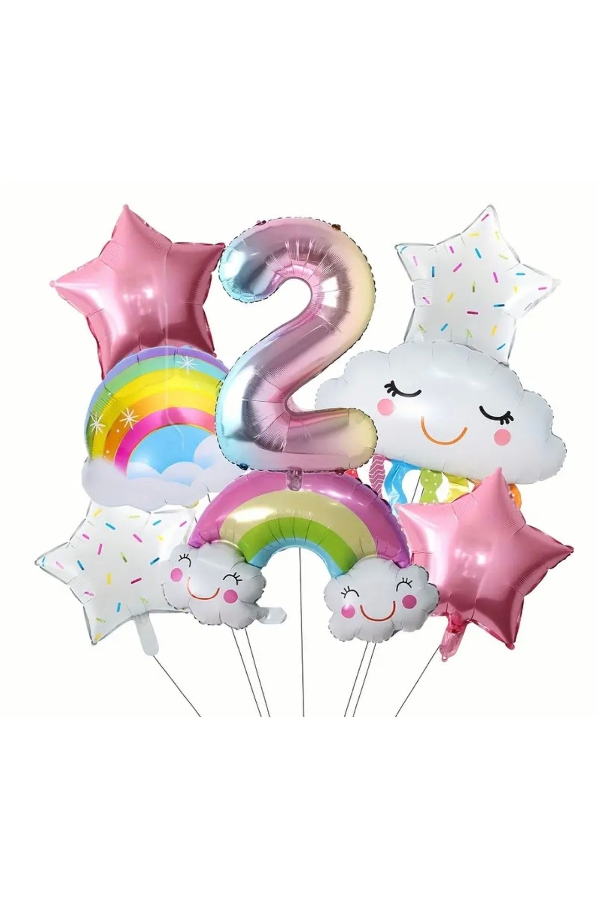 Home Gökkuşağı 2 yaş 8’li folyo balon seti