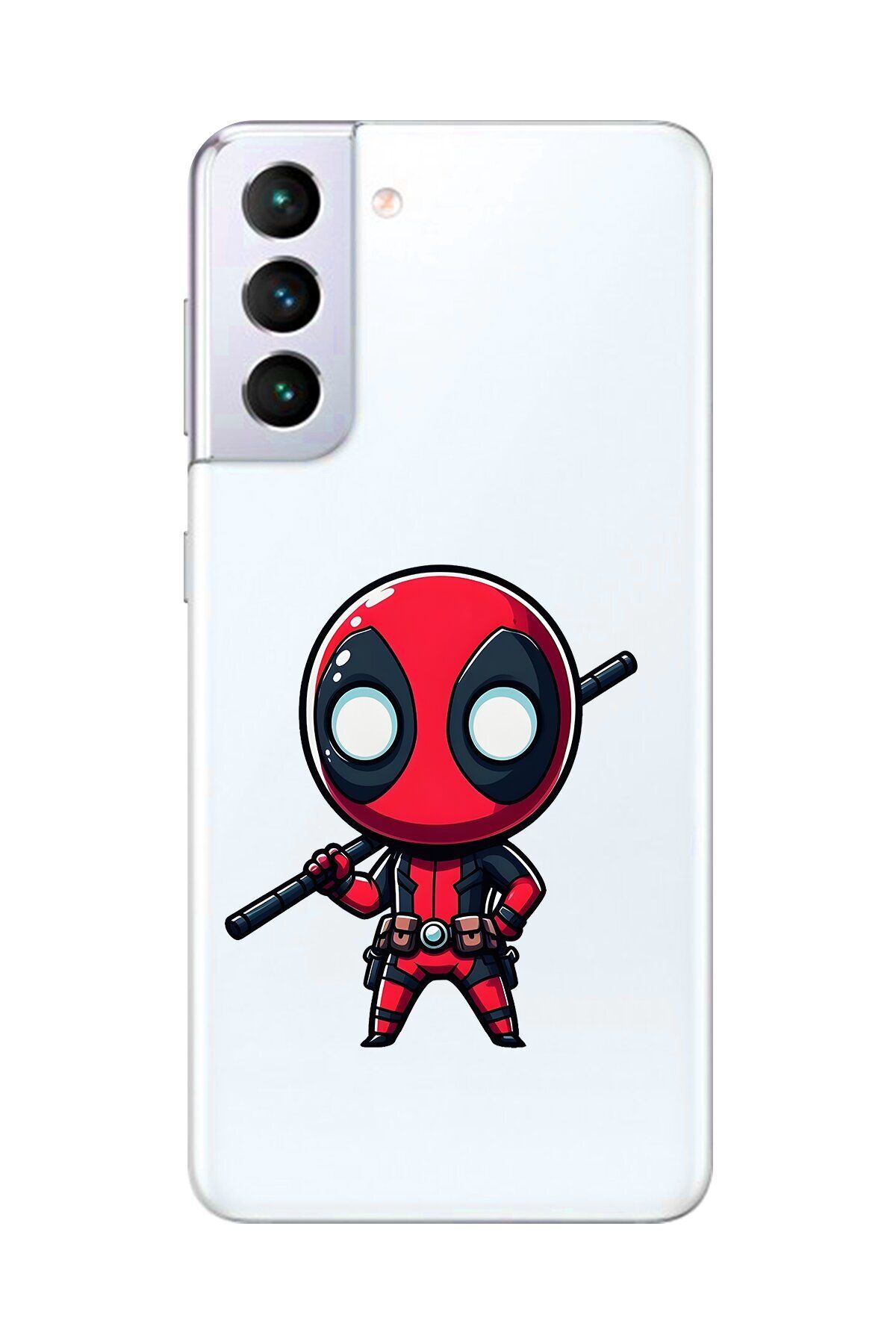 Dali Design Samsung Galaxy S21+ Uyumlu Şeffaf Kılıf Chibi Deadpool 8 Tasarımlı