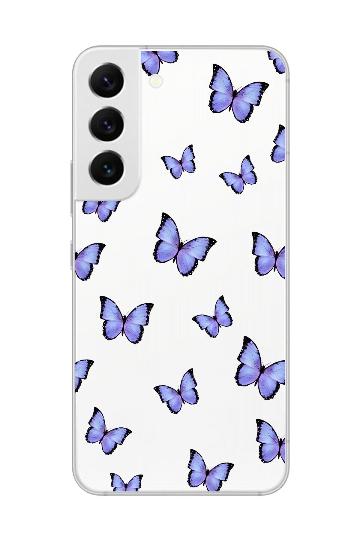 Dali Design Galaxy S22 Uyumlu Şeffaf Kılıf Şeffaf Şeffaf Kelebek 3 Tasarımlı