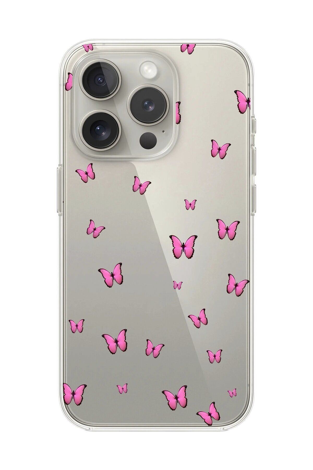 Dali Design iPhone 13 Pro Uyumlu Şeffaf Kılıf Şeffaf Şeffaf Kelebek 2 Tasarımlı