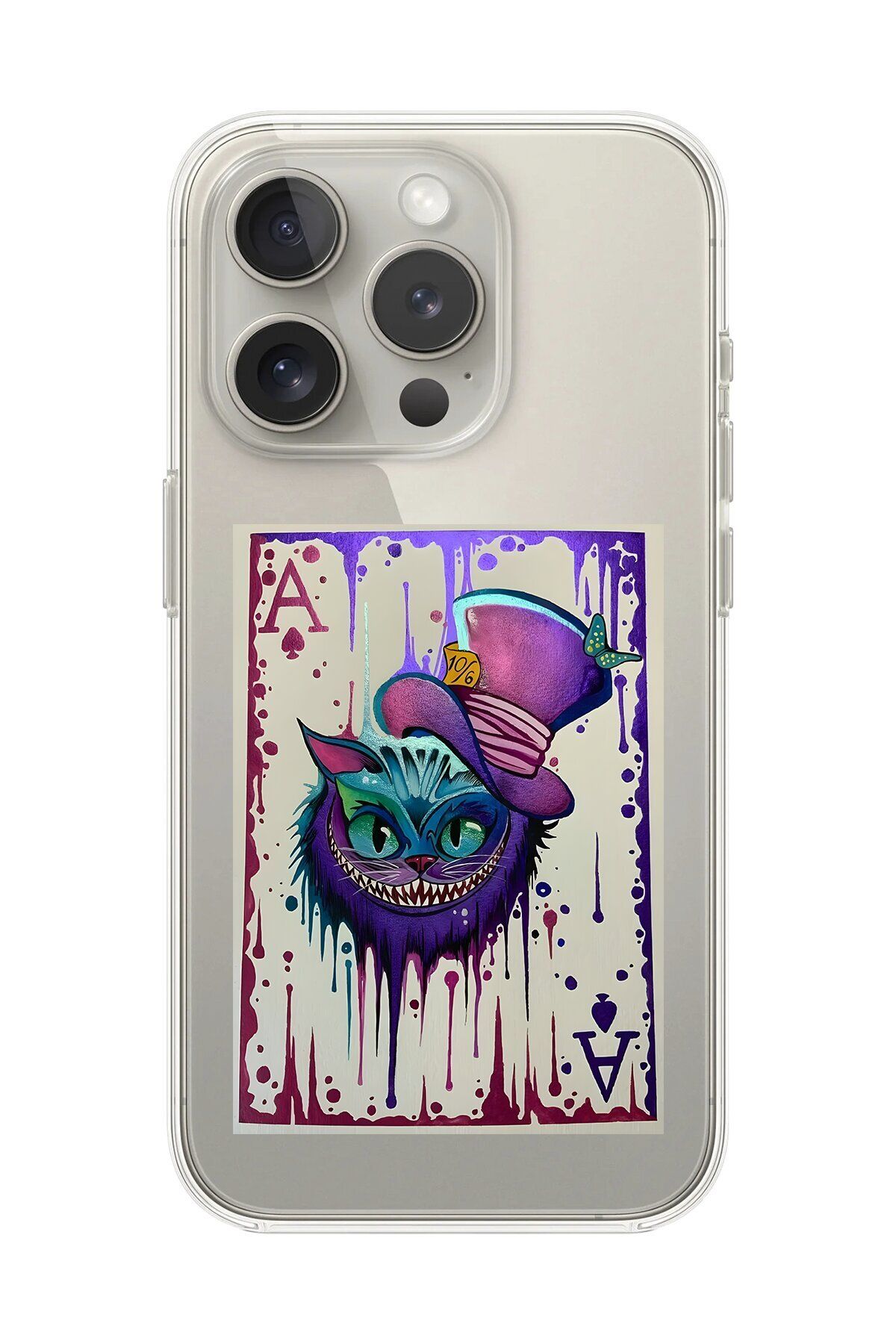 Dali Design iPhone 15 Pro Uyumlu Şeffaf Kılıf Kartlar AS 1 Tasarımlı
