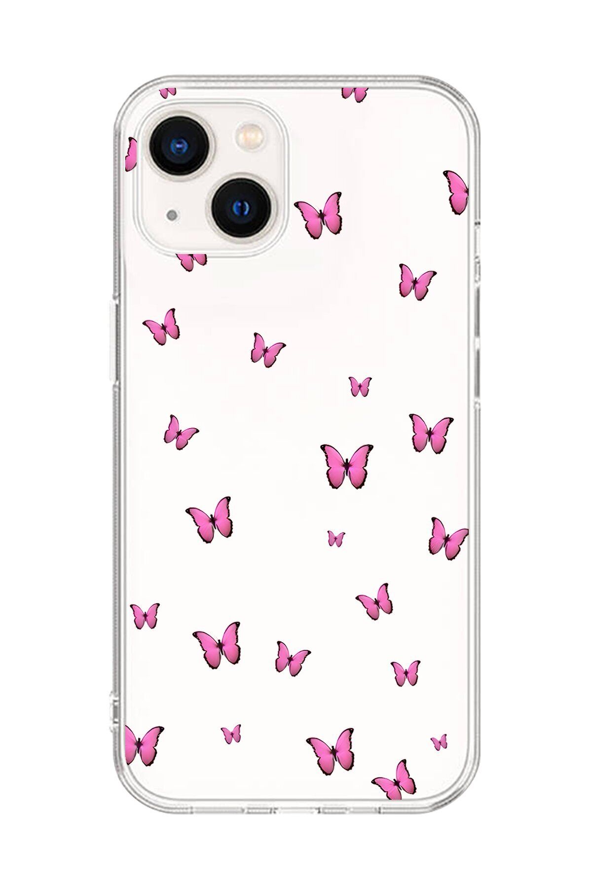 Dali Design iPhone 15 Uyumlu Şeffaf Kılıf Şeffaf Şeffaf Kelebek 2 Tasarımlı