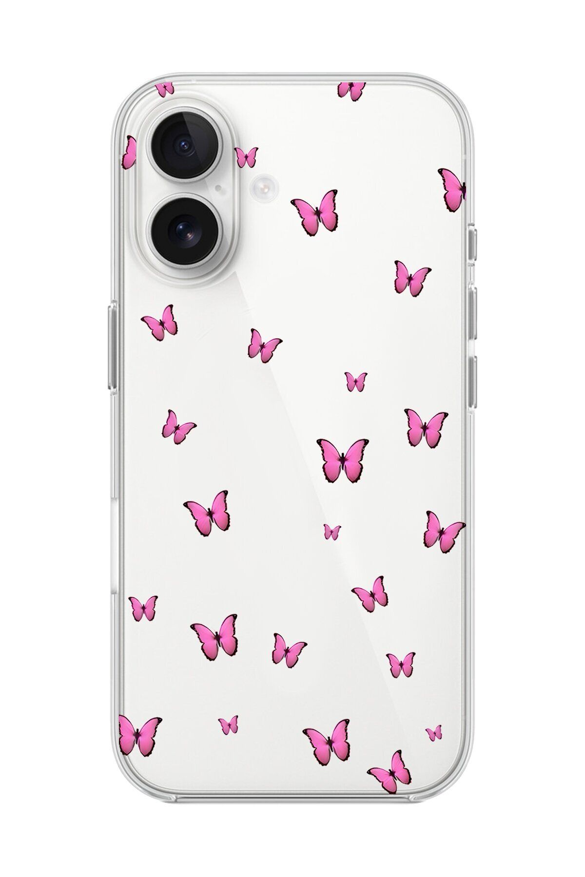 Dali Design iPhone 16 Plus Uyumlu Şeffaf Kılıf Şeffaf Şeffaf Kelebek 2 Tasarımlı