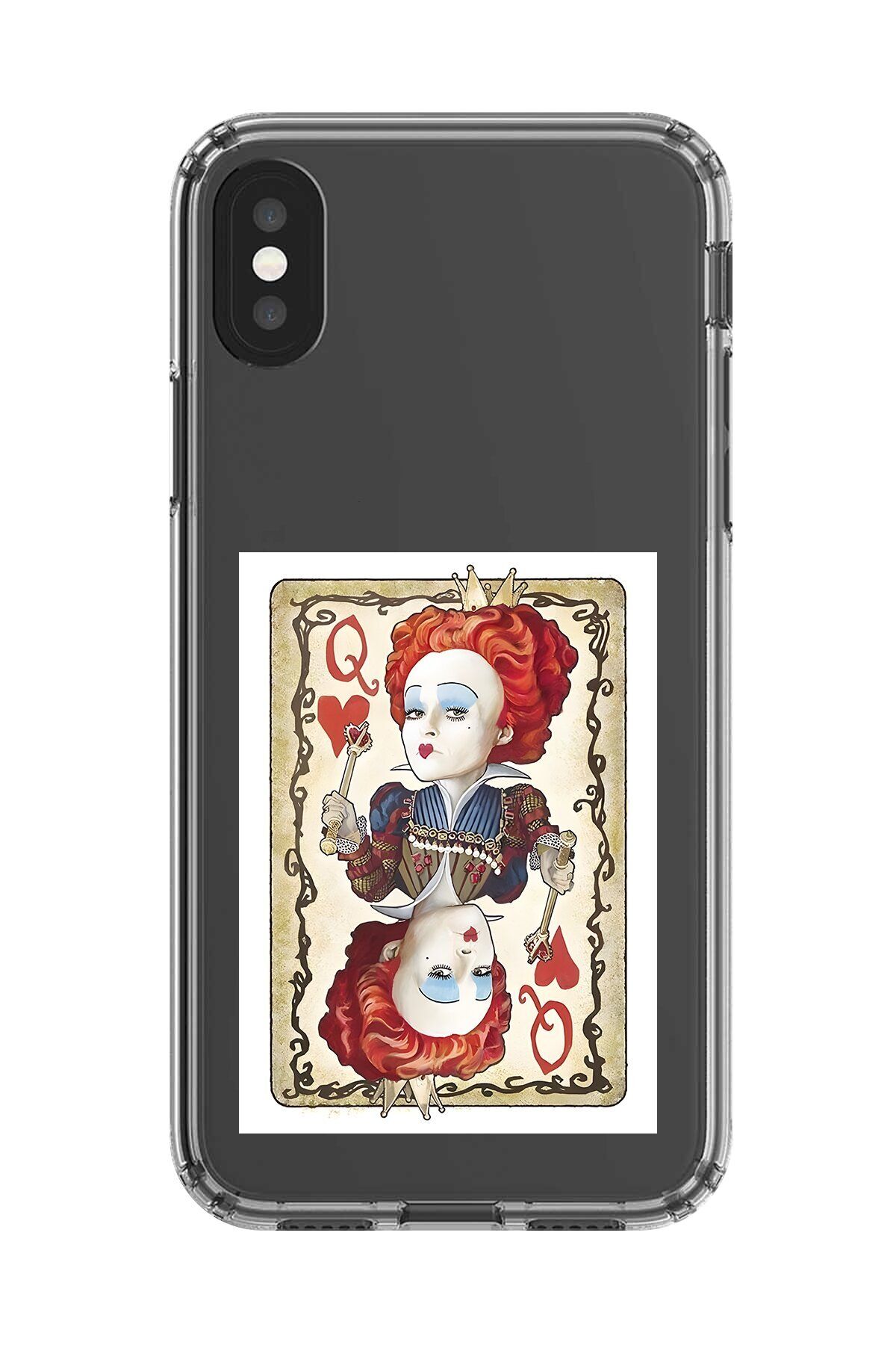 Dali Design iPhone X Uyumlu Şeffaf Kılıf Kartlar Queen 3 Tasarımlı