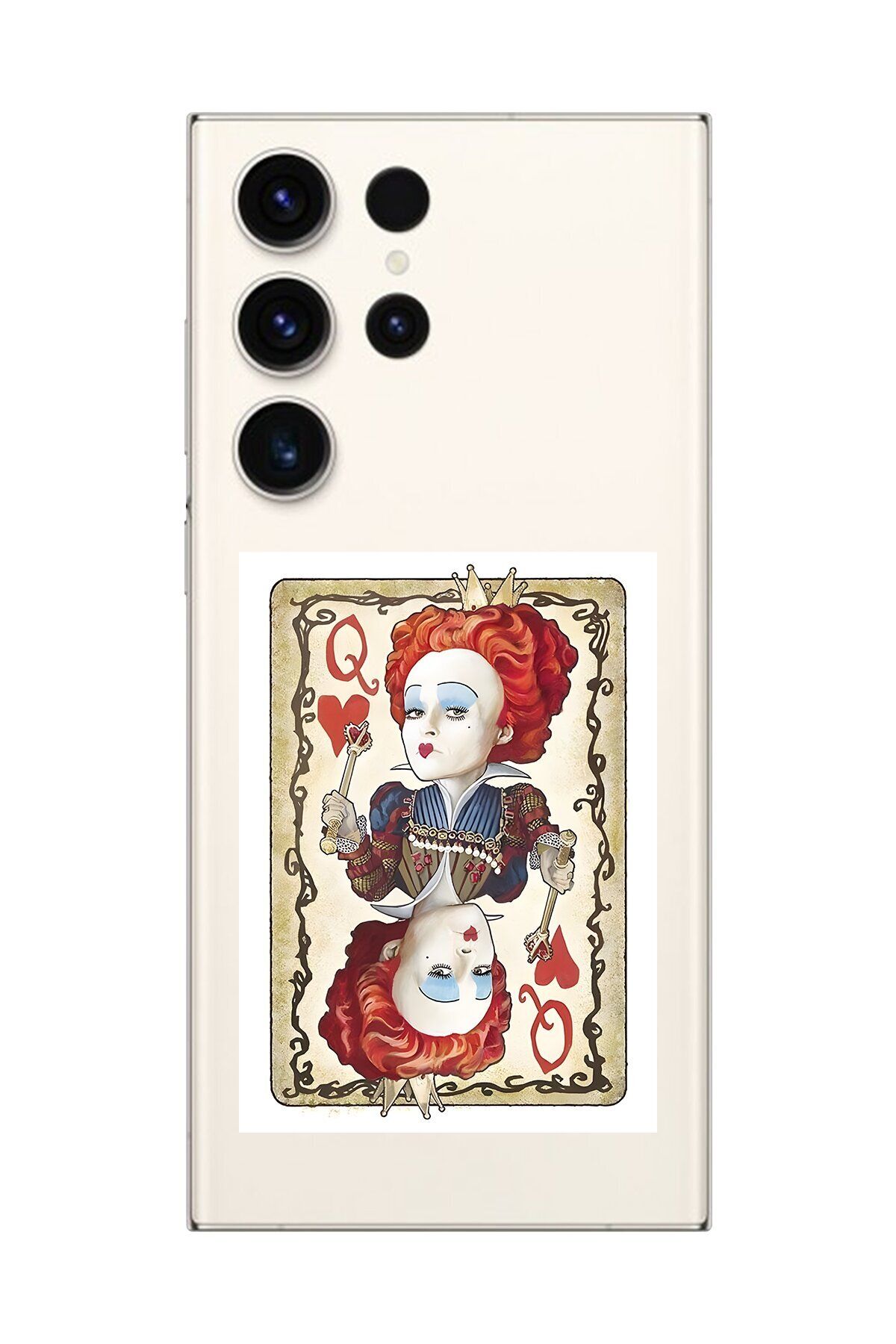 Dali Design Samsung Galaxy S23 Ultra Uyumlu Şeffaf Kılıf Kartlar Queen 3 Tasarımlı