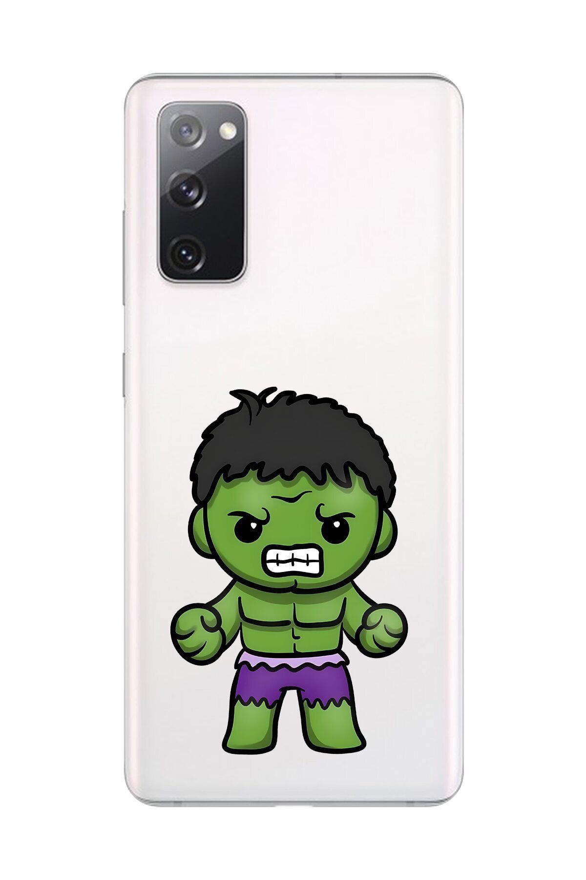 Dali Design Galaxy S20 FE Uyumlu Şeffaf Kılıf Chibi Hulk 3 Tasarımlı
