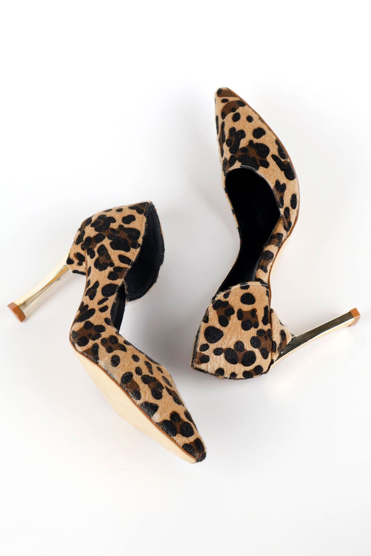 LuisPerry-Women's Stiletto Leopard Patterned Gold Plated Heels Stylish and Comfortable Stiletto 9 cm 7