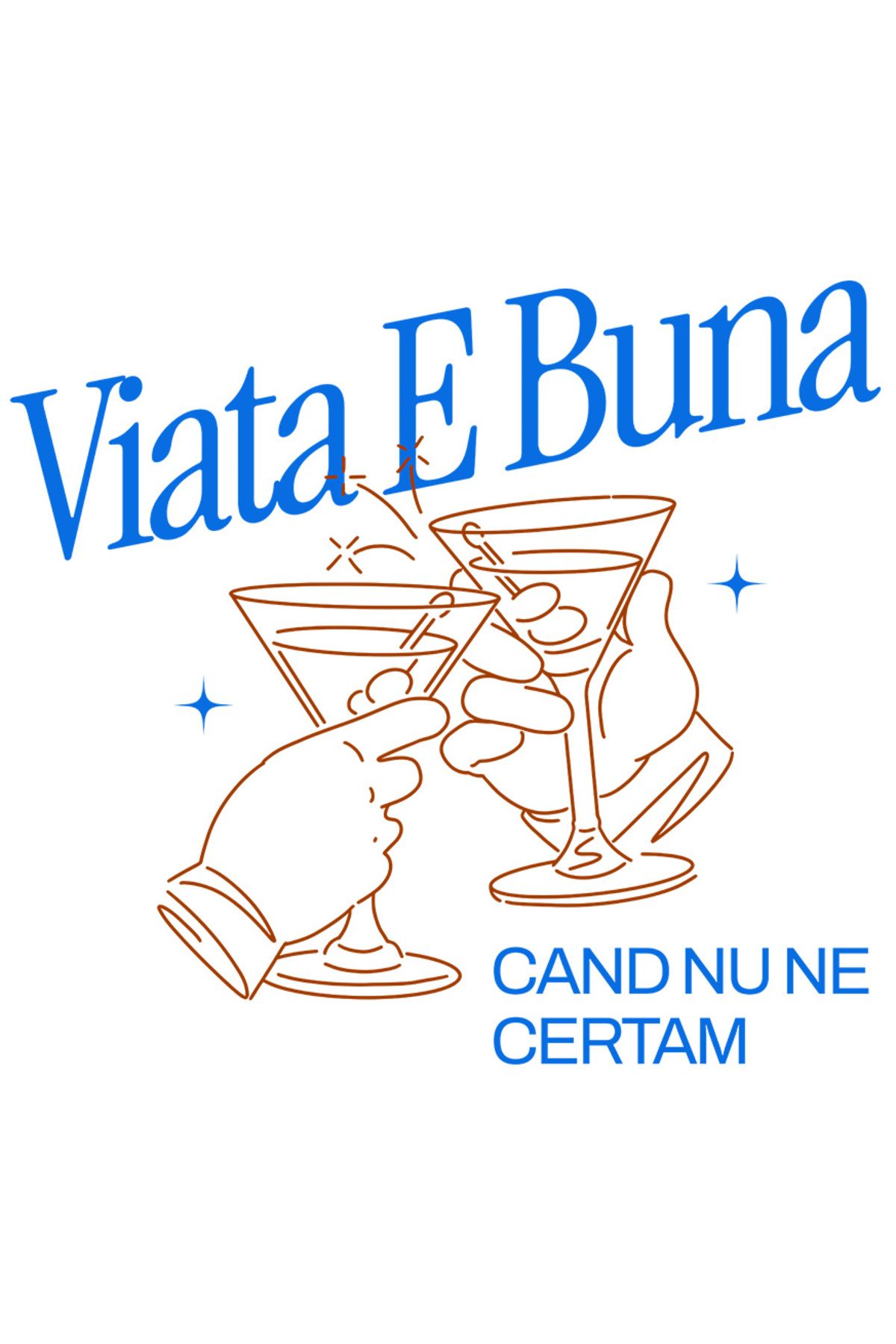 StoryGift Romania Sticker Cu Pahare Elegante Sampanie Toast Inchinare Text Viata E Buna Cand Nu Ne Certam Prietenie - Mărime unică