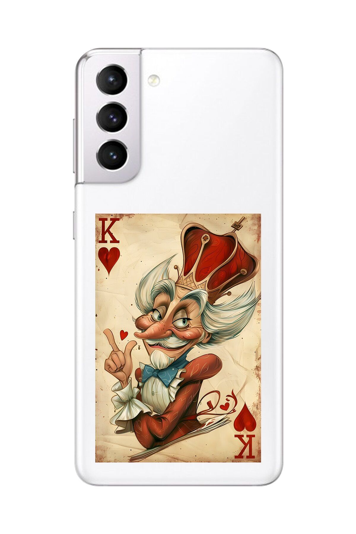 Dali Design Samsung Galaxy S21 Uyumlu Şeffaf Kılıf Kartlar King 4 Tasarımlı