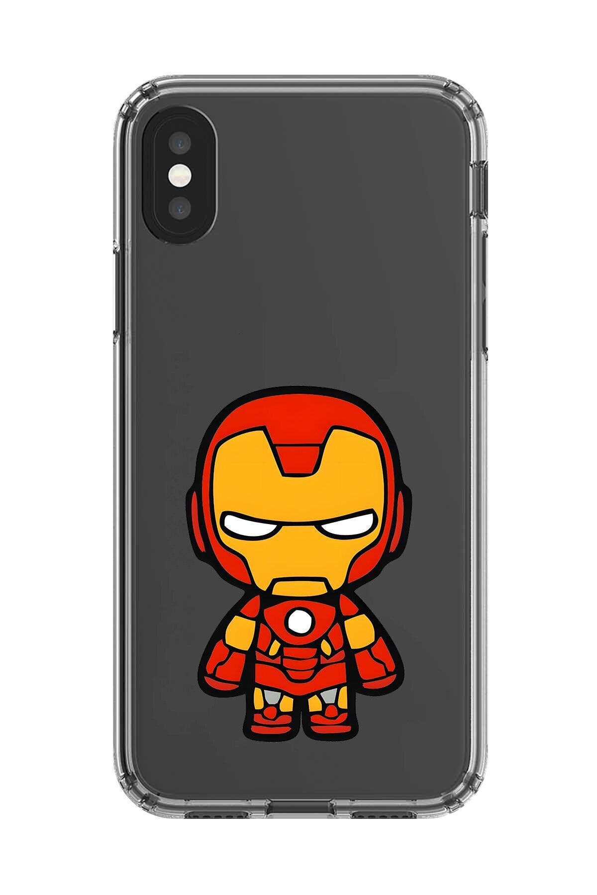 Dali Design iPhone XS Max Uyumlu Şeffaf Kılıf Chibi Iron-Man 2 Tasarımlı