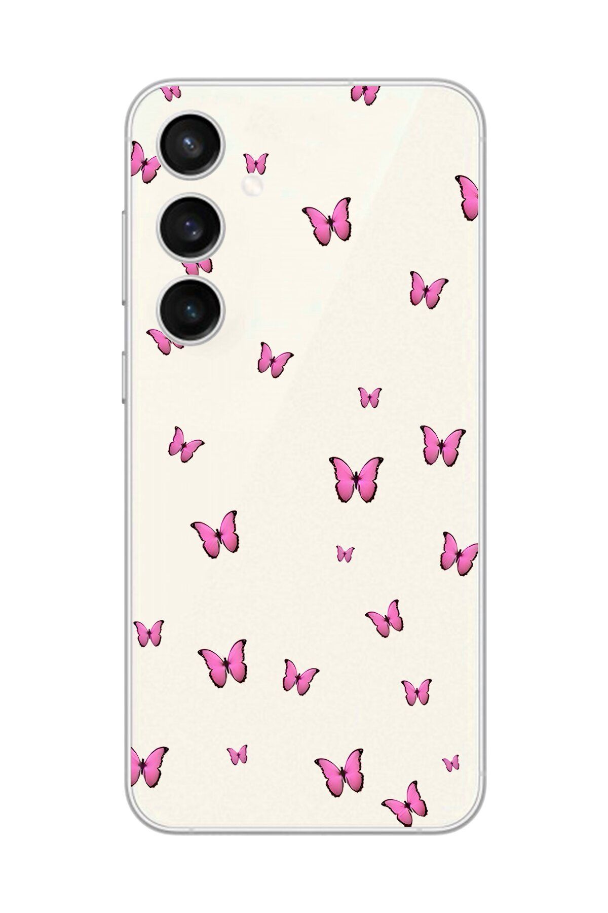 Dali Design Galaxy S23 Uyumlu Şeffaf Kılıf Şeffaf Şeffaf Kelebek 2 Tasarımlı