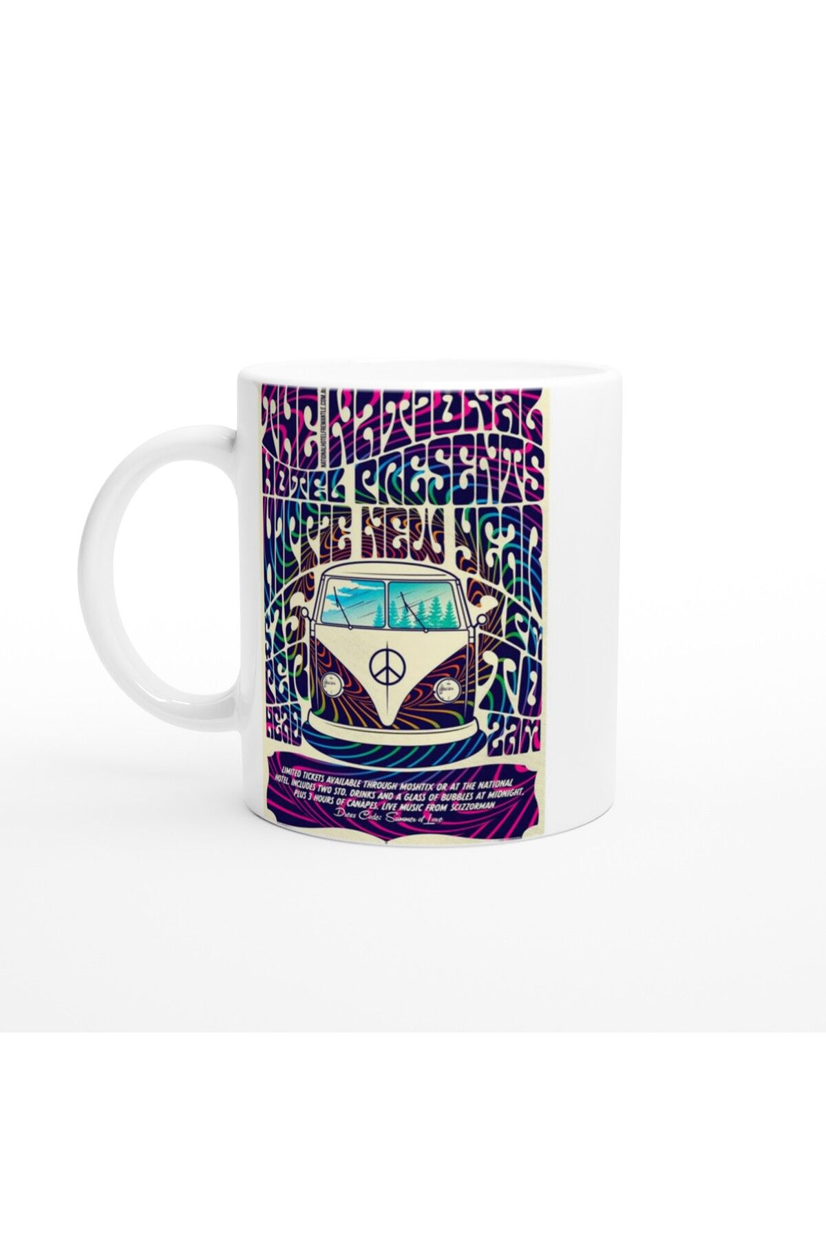 Wisdom Rain Peace & Love Renkli Hippie Van Temalı Kupa Bardak