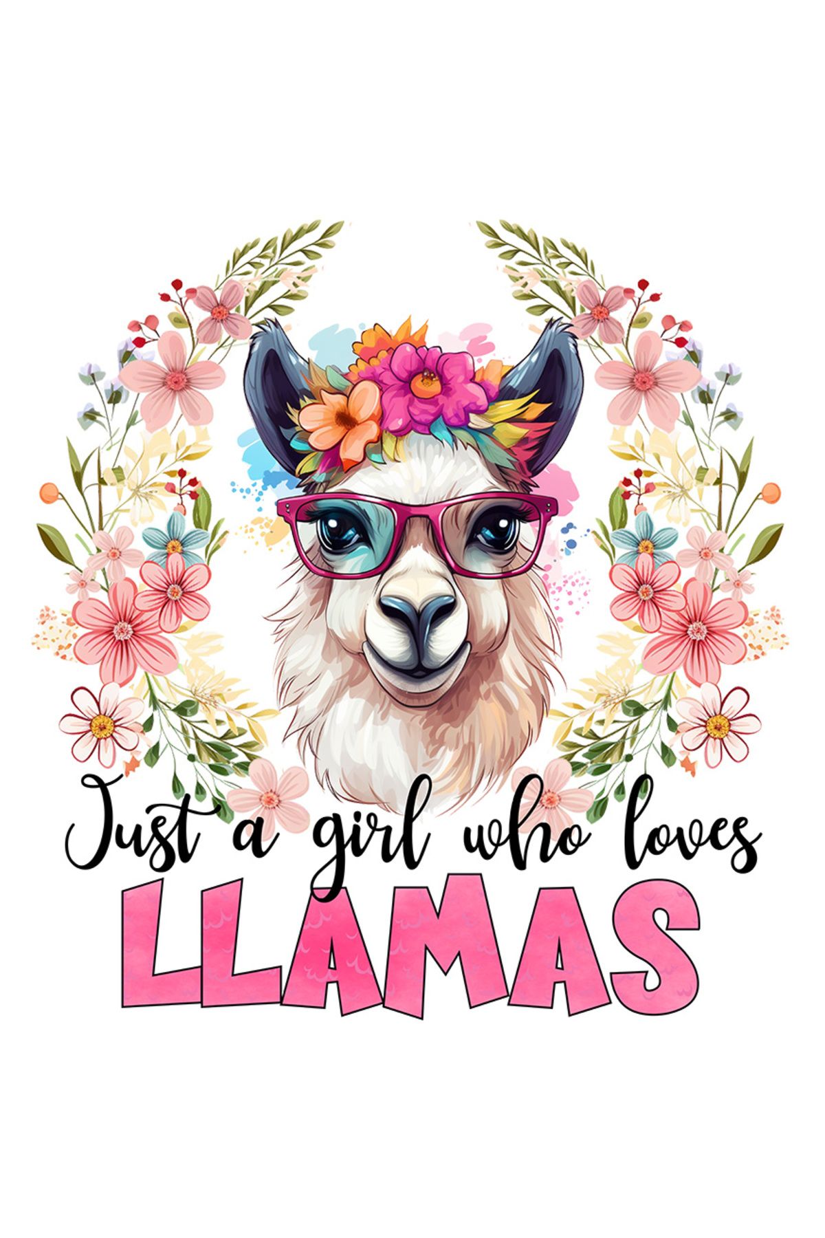 StoryGift Romania Sticker Eticheta 40cm Cu Lama Cu Ochelari Si Cu Flori In Cap Cu Mesajul "just A Girl Who Loves - One Size