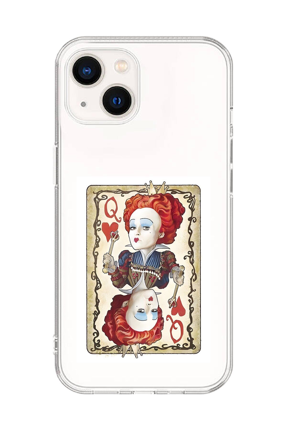 Dali Design iPhone 13 Uyumlu Şeffaf Kılıf Kartlar Queen 3 Tasarımlı