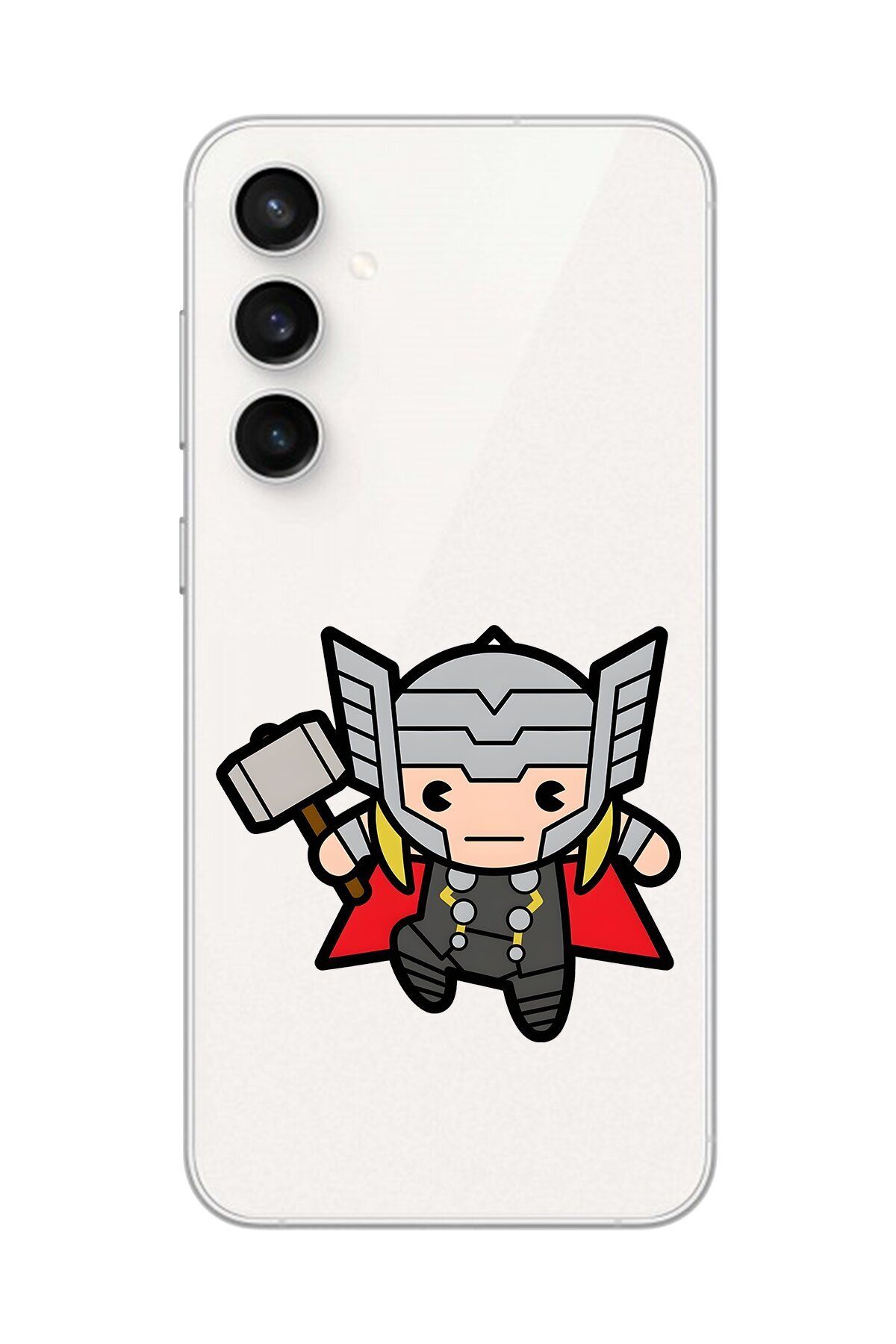 Dali Design Galaxy S23 FE Uyumlu Şeffaf Kılıf Chibi Thor 5 Tasarımlı