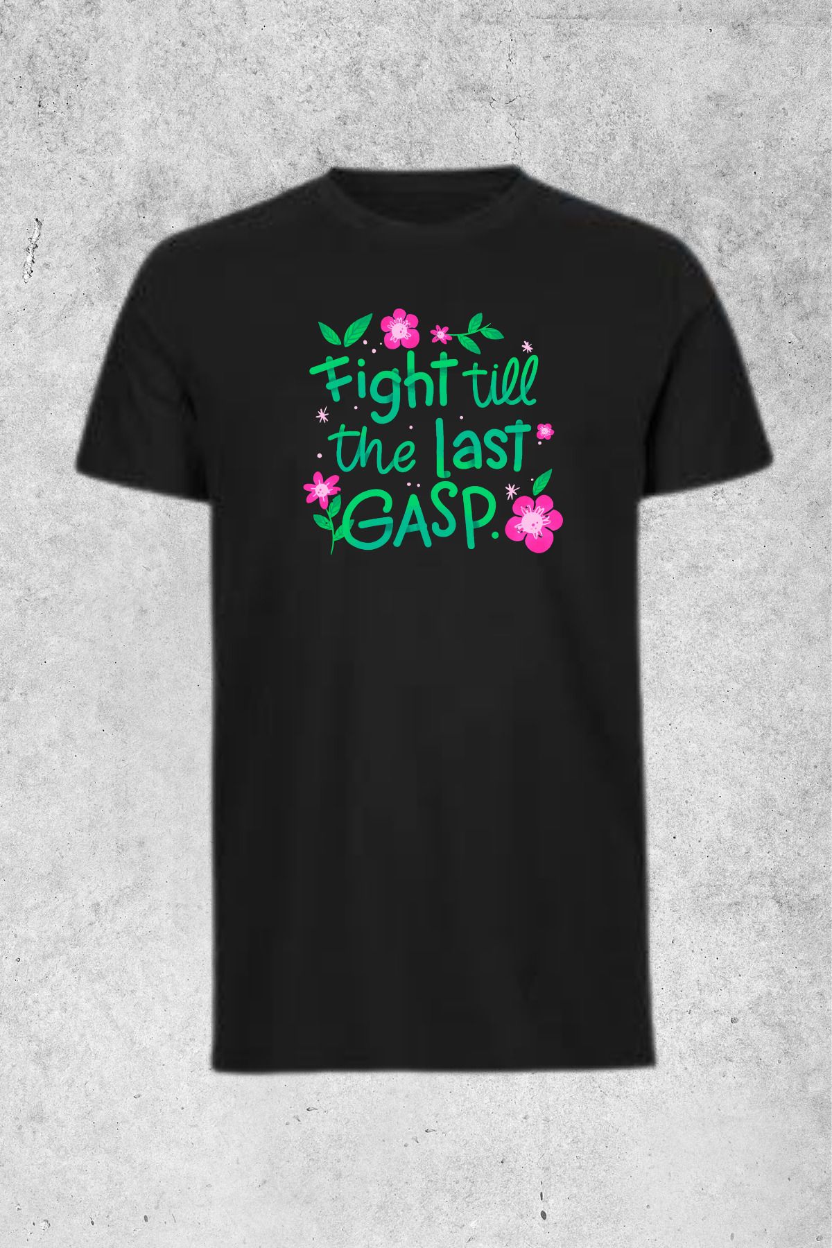 MOLICO Basic unisex sıfır yaka kısa kollu FİGHT TİLL baskılı tshirt