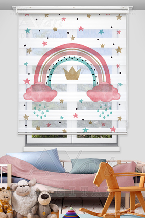 Avart Digital Çocuk Odası - Renkli Gökkuşağı Ve Yıldızlar Baskılı Zebra Stor ...