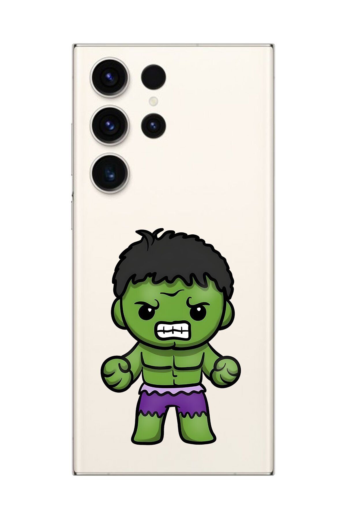 Dali Design Samsung Galaxy S23 Ultra Uyumlu Şeffaf Kılıf Chibi Hulk 3 Tasarımlı