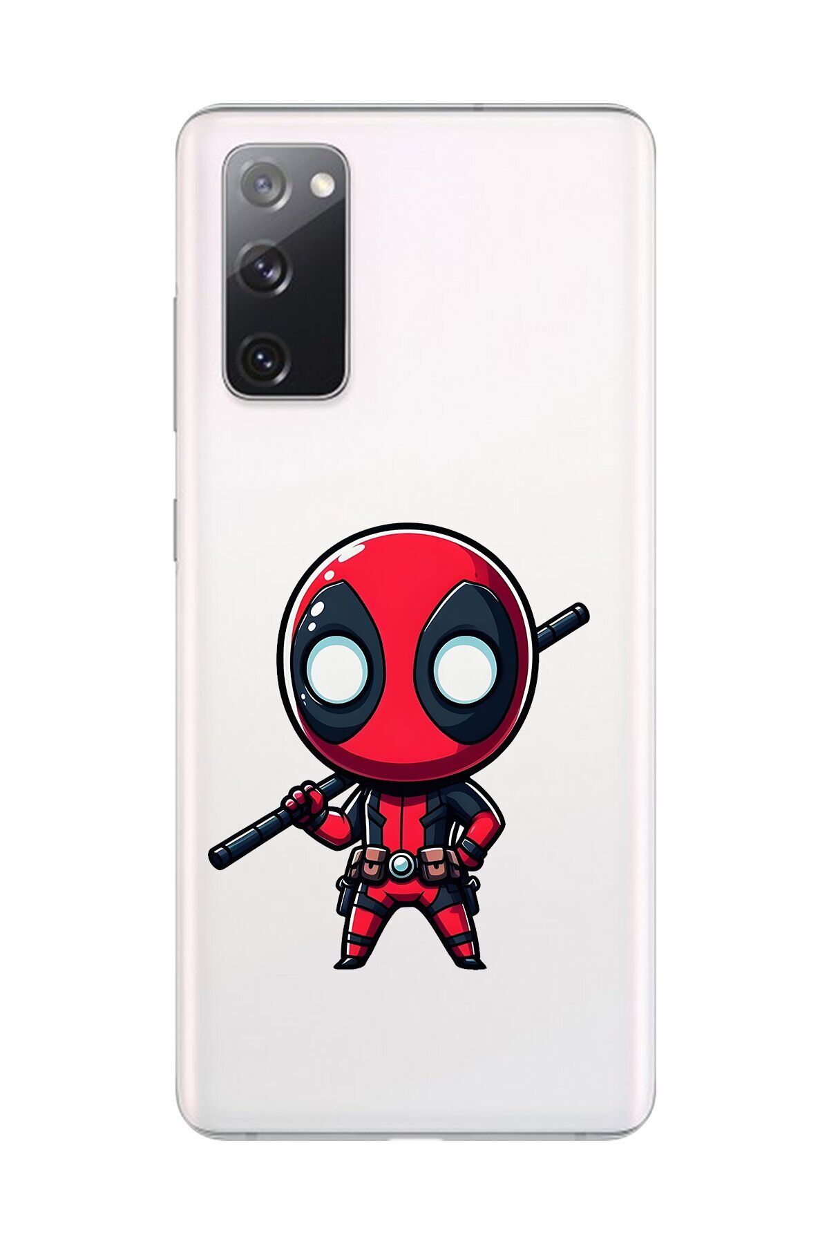 Dali Design Samsung Galaxy S20 FE Uyumlu Şeffaf Kılıf Chibi Deadpool 8 Tasarımlı