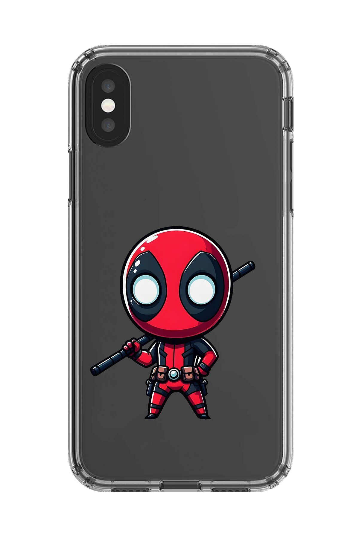 Dali Design iPhone X Uyumlu Şeffaf Kılıf Chibi Deadpool 8 Tasarımlı
