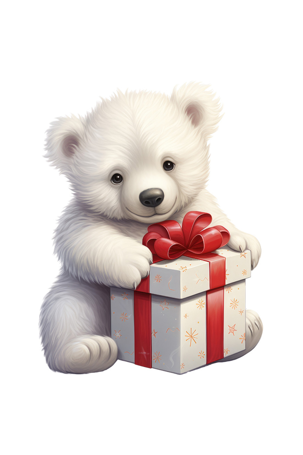 StoryGift Romania Sticker Autocolant 70cm Cu Un Ursulet Polar Care Are Un Cadou, A Fost Cuminte, Ilustratie, Ves - One Size