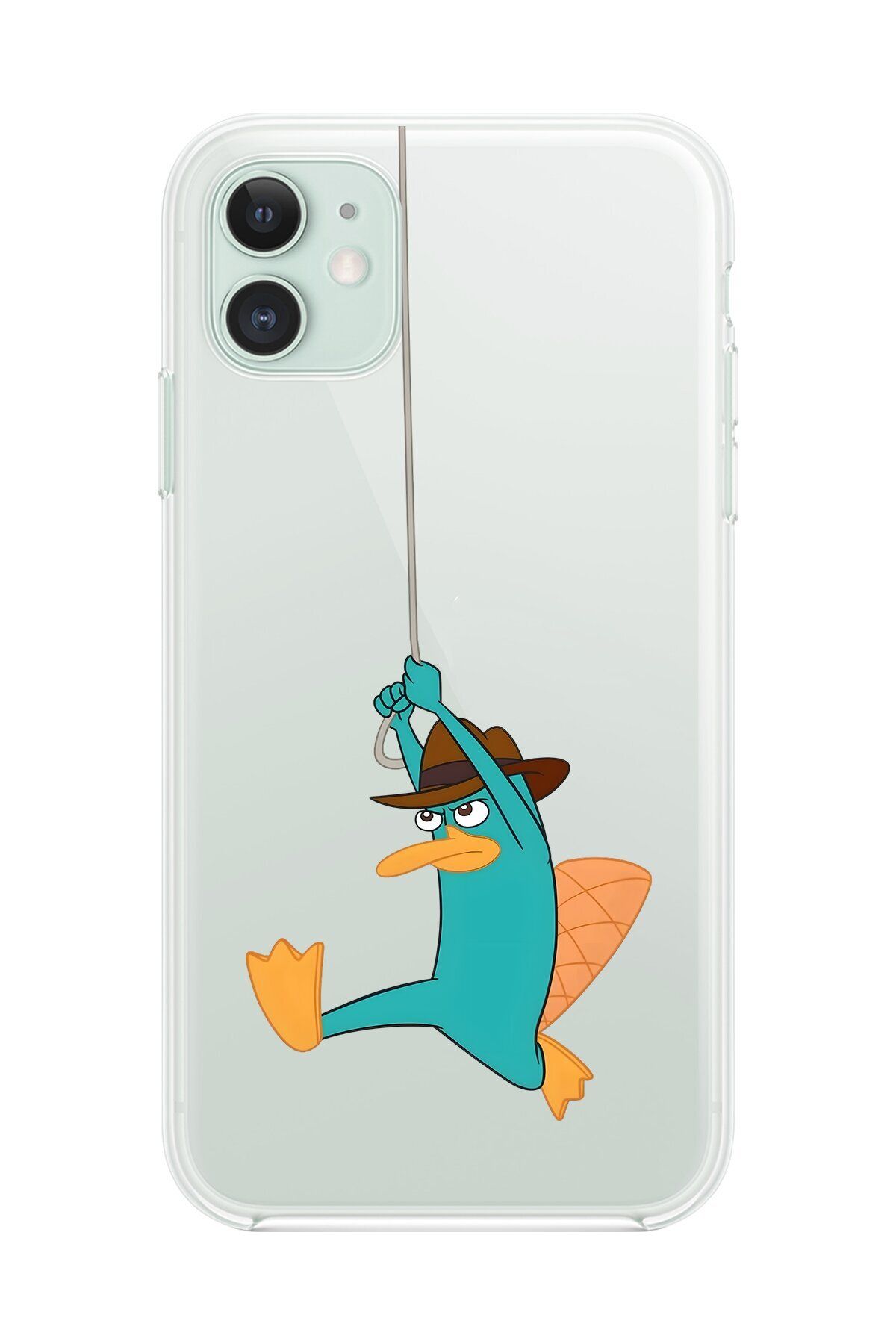Dali Design iPhone 11 Uyumlu Şeffaf Kılıf Cartoon Ornitorenk Perry 11 Tasarımlı