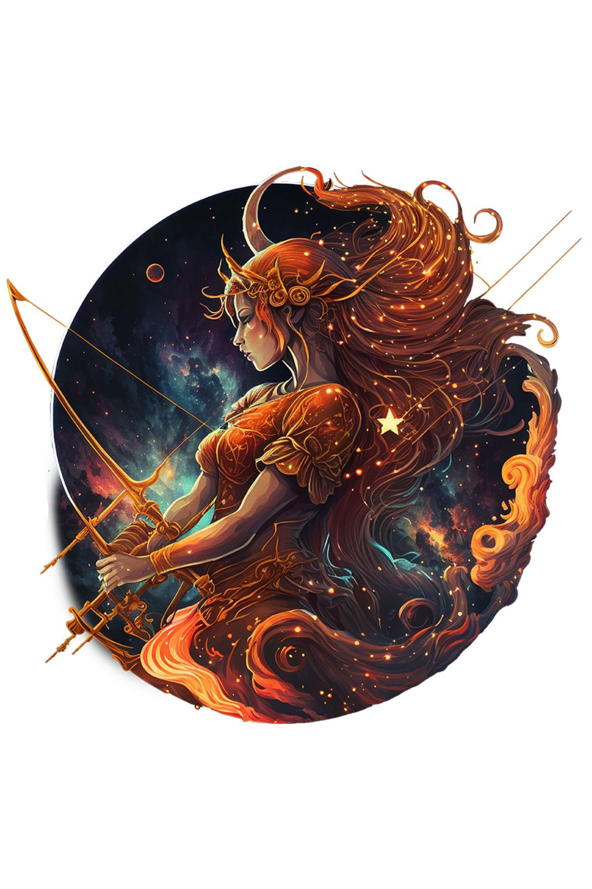 StoryGift Romania Sticker Autocolant 70cm Cu O Femeie Care Are Un Arc Cu Sageti, Zodia Sagetator, Astrologie, Ce - One Size