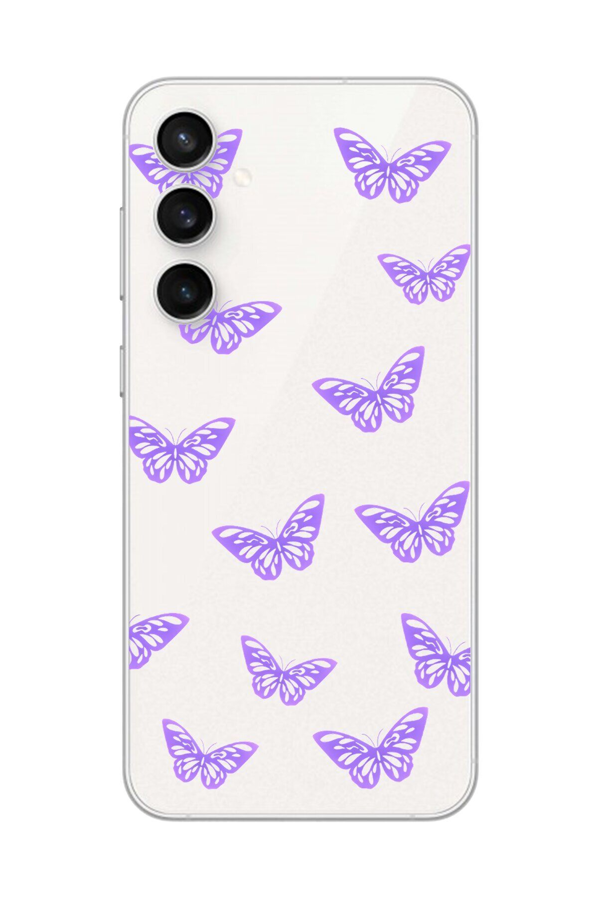 Dali Design Samsung Galaxy S23 FE Uyumlu Şeffaf Kılıf Şeffaf Şeffaf Kelebek 4 Tasarımlı