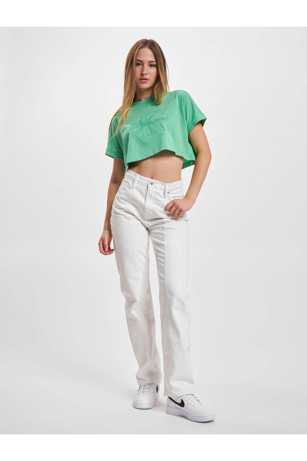 Calvin Klein-Damen Calvin Klein Jeans Monologo Cropped T-Shirt 6
