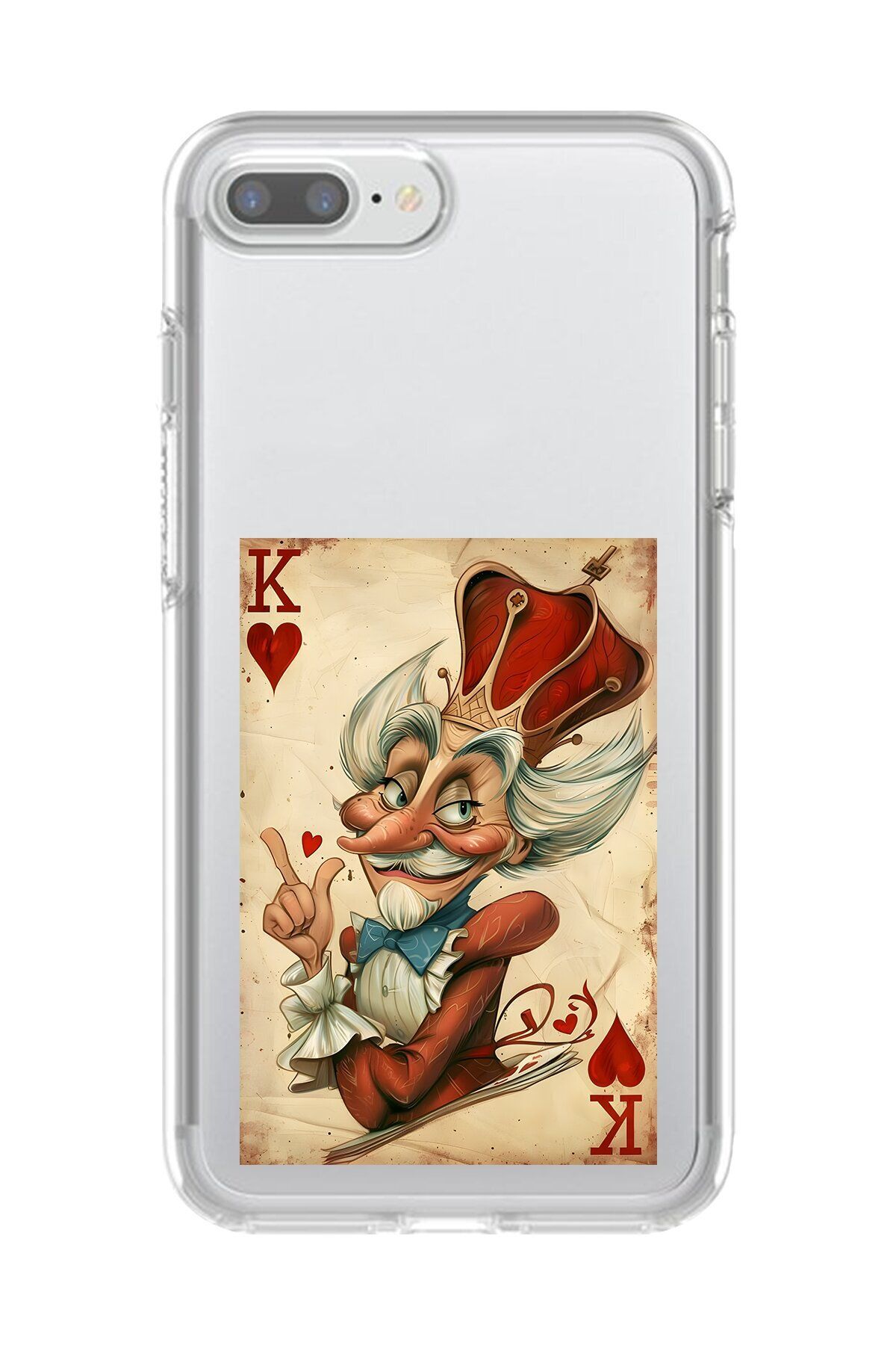 Dali Design iPhone 8 Plus Uyumlu Şeffaf Kılıf Kartlar King 4 Tasarımlı