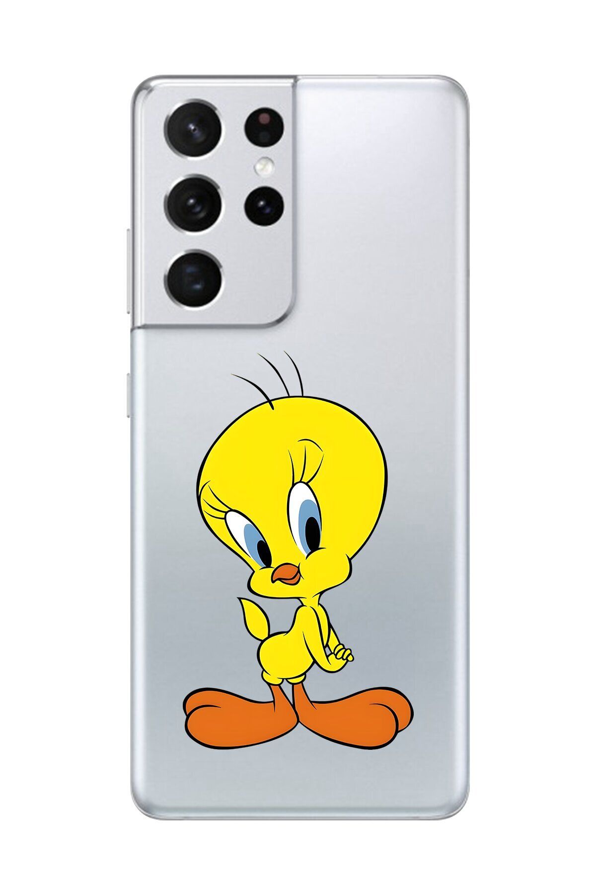 Dali Design Galaxy S21 Ultra Uyumlu Şeffaf Kılıf Cartoon Tweety 17 Tasarımlı