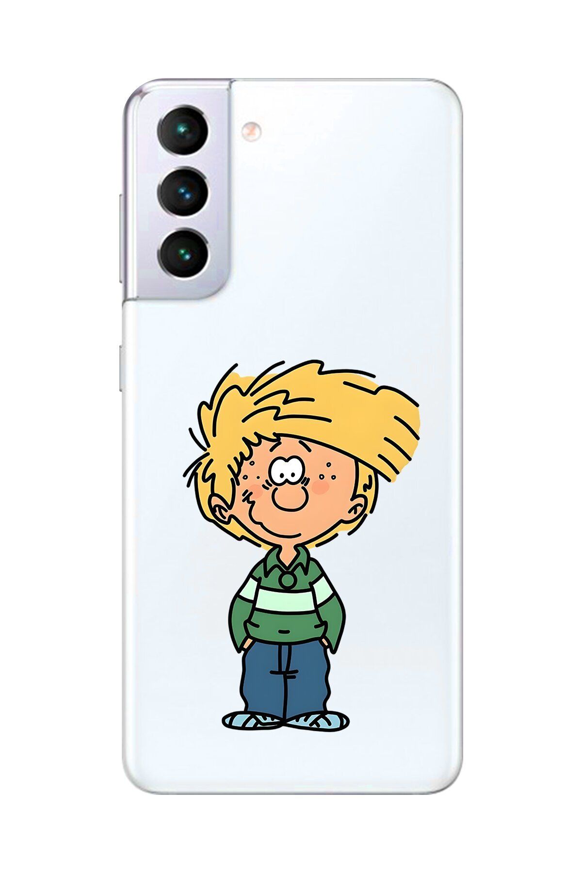 Dali Design Galaxy S21+ Uyumlu Şeffaf Kılıf Cartoon Cedric 2 Tasarımlı