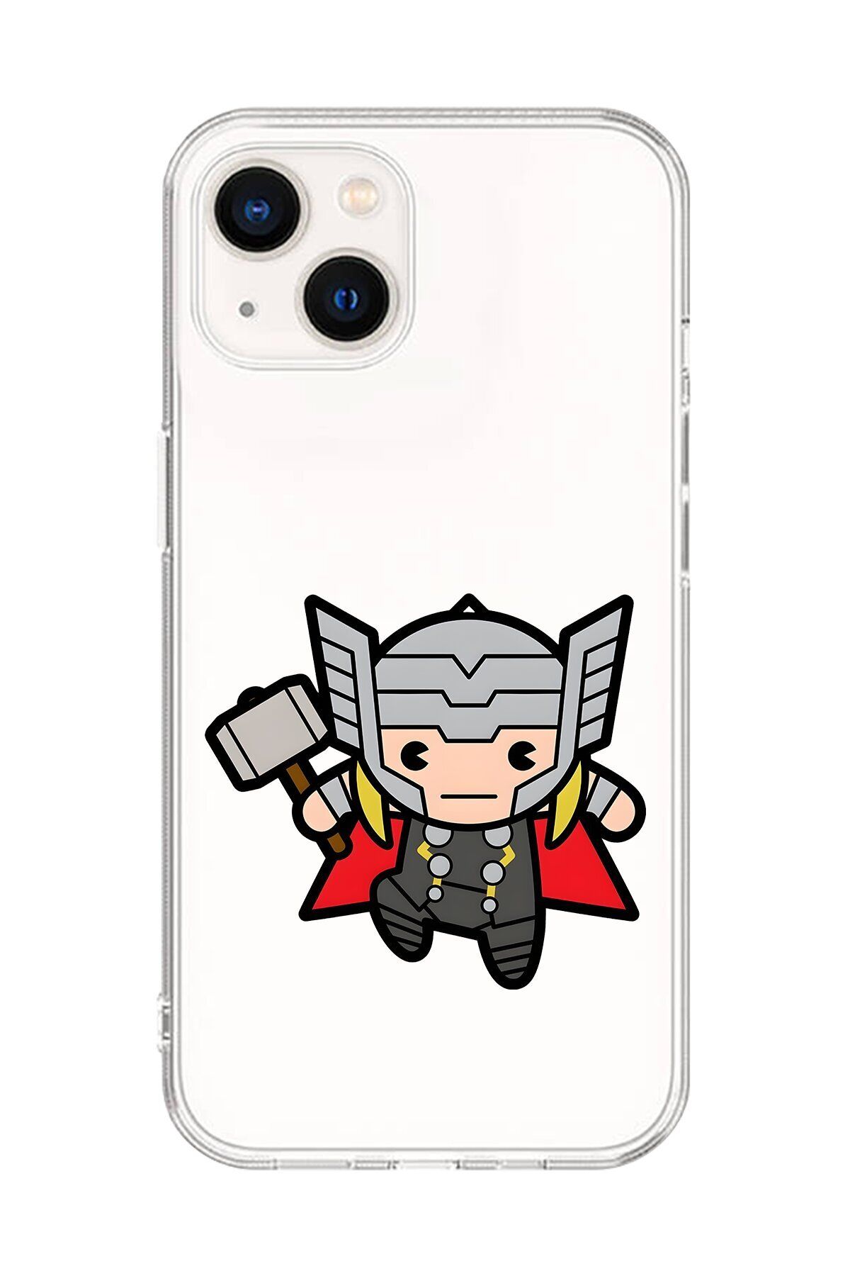 Dali Design iPhone 14 Uyumlu Şeffaf Kılıf Chibi Thor 5 Tasarımlı