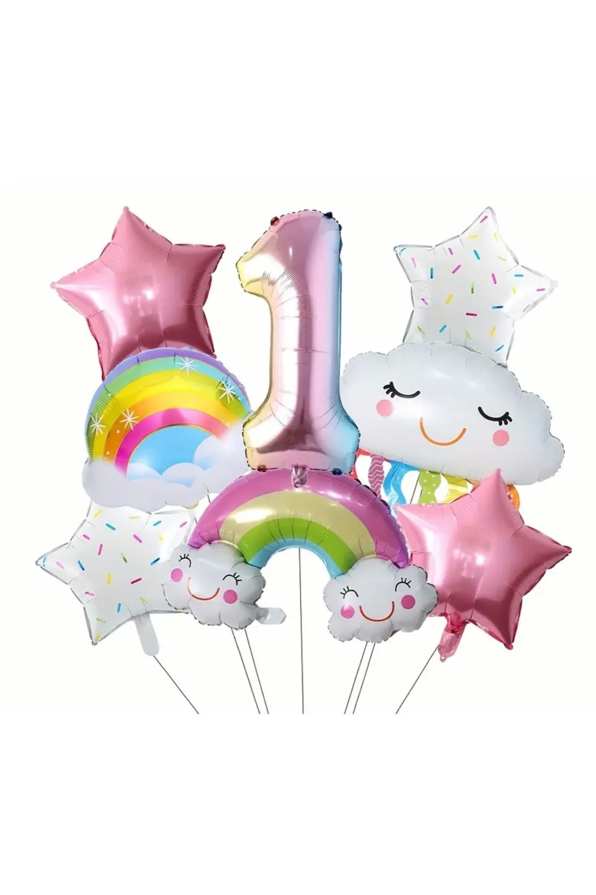 Home Gökkuşağı 1 yaş 8’li folyo balon seti