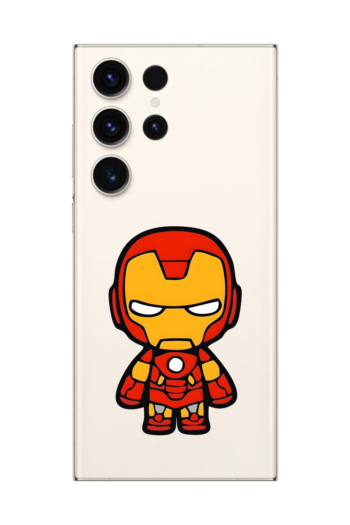 Dali Design Samsung Galaxy S23 Ultra Uyumlu Şeffaf Kılıf Chibi Iron-Man 2 Tasarımlı